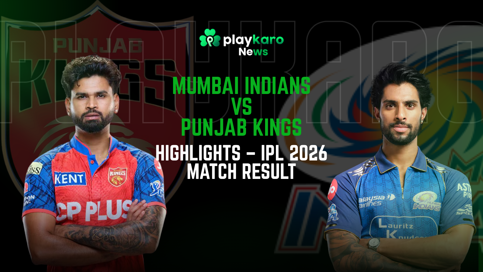 MI vs PBKS 2026 Match Scorecard, Highlights & Live